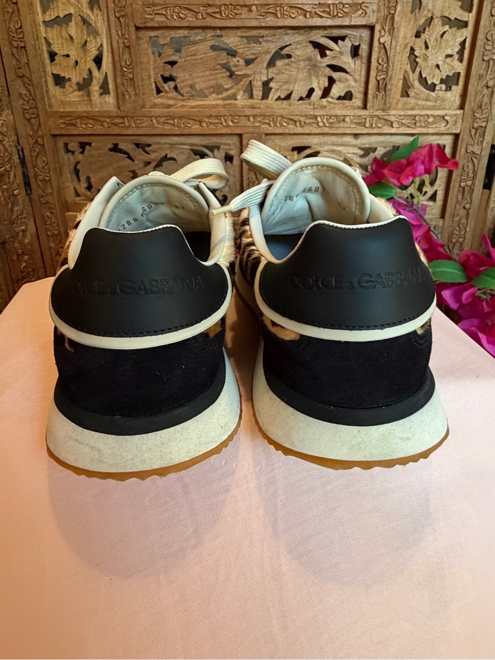 Dolce & Gabbana Leopard Suede-Trim Women's Sneaker - Black & Tan - Picture 7 of 11